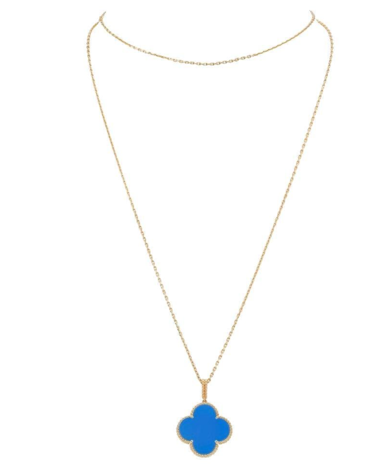 Van Cleef & Arpels Magic Alhambra Blue Agate Long Necklace