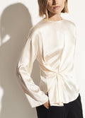Vince Satin Knotted Ivory Top
