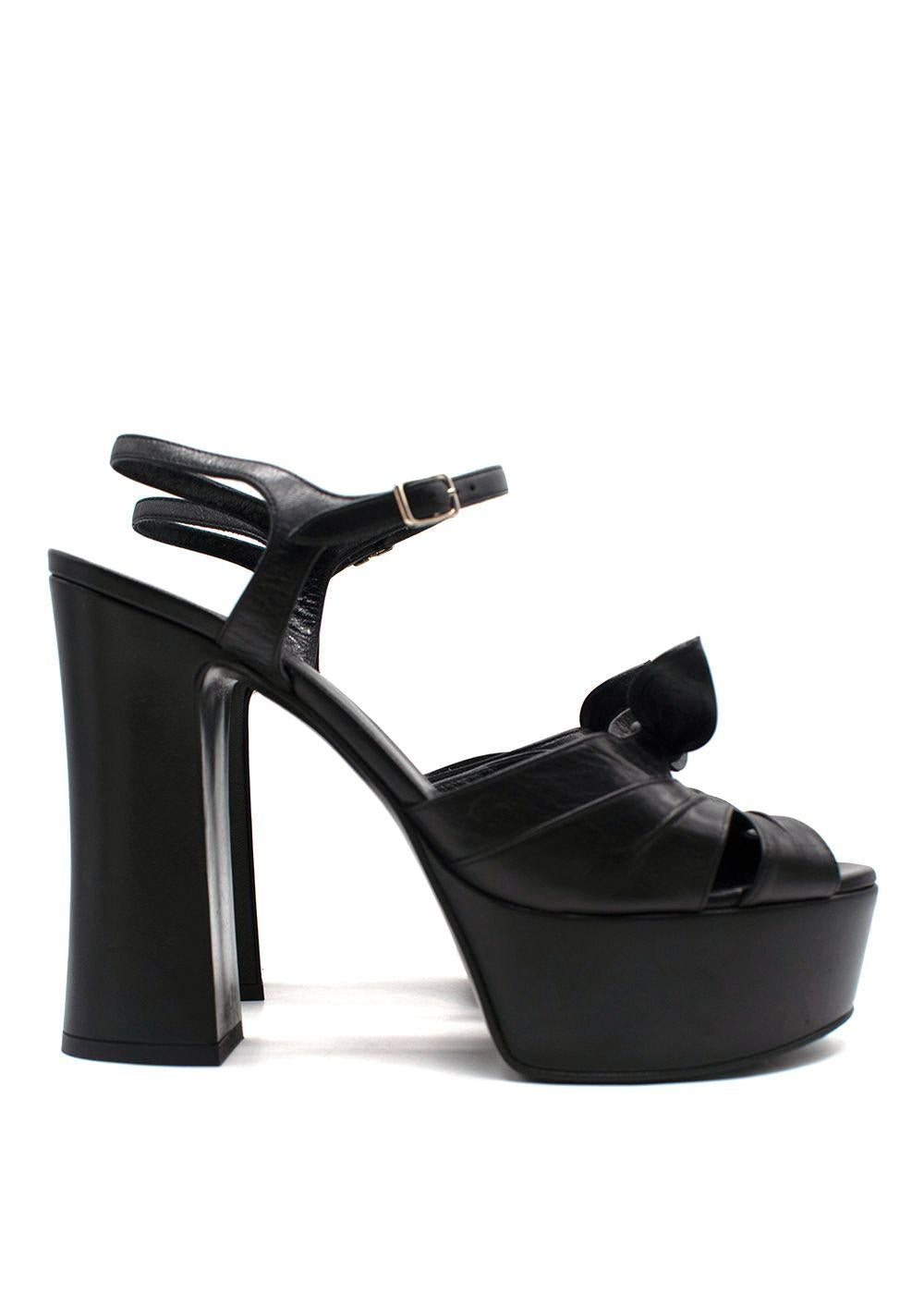 Saint Laurent Black Leather 'Bianca' Platform Heels