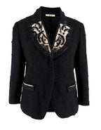 Sequin Embellished Black Wool Tweed Jacket
