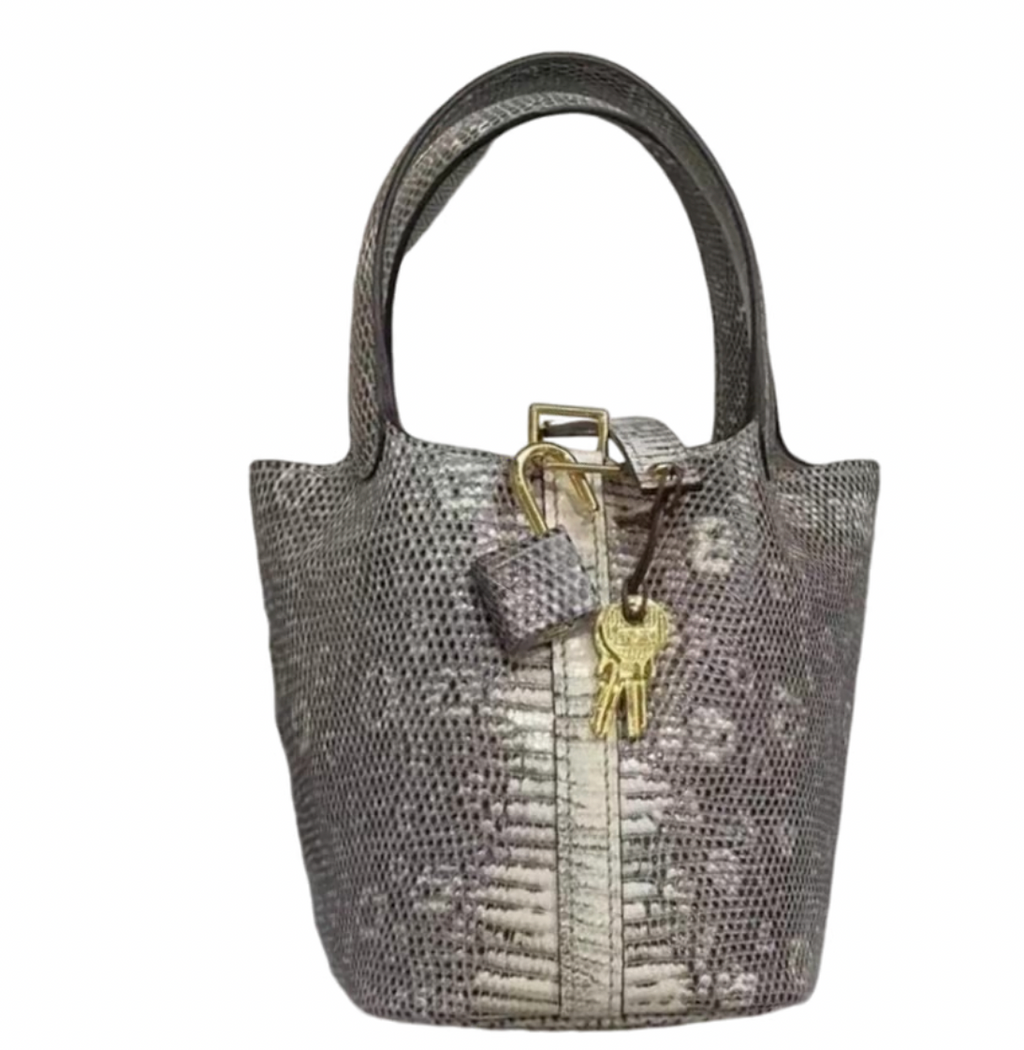 Picotin 18cm Lézard Salvator in Ombre with Gold Hardware