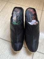Paul Smith Black Silk Jute Wedge Mules