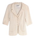 Chanel Cream 3/4 Length Sleeves Button Up Tweed Jacket