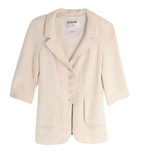 Chanel Cream 3/4 Length Sleeves Button Up Tweed Jacket