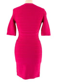 Pink Stretch Bandage V-Neck Zipped Dress