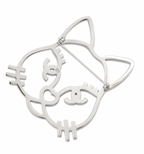 Chanel Silver Crystal Cat Brooch Pin