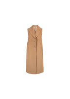 Off White Wool Blend Longline Camel Jacket