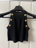 Balmain Black Knitted Crop Top