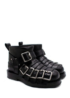 Burberry Black Multi-strap Leather Buckle Biker Boots