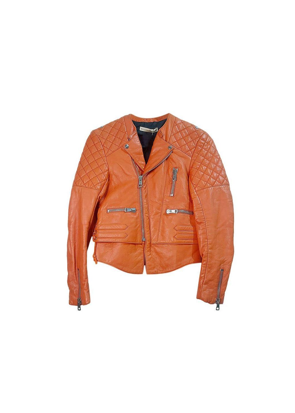 Orange Leather Biker Jacket