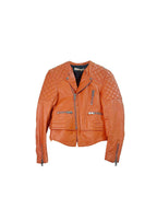Orange Leather Biker Jacket