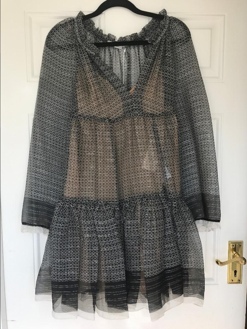 Stella Mccartney Circle Star Print Silk Tiered Dress