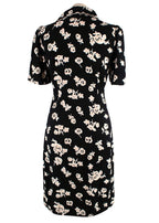 Rouje Black and Cream Floral V-Neck Dress