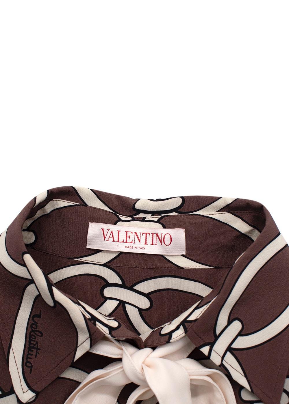 Valentino Brown Chain Print Silk Shirt