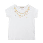Bonpoint White Cotton Necklace & Strass Print T-shirt
