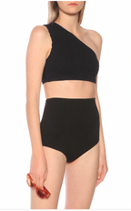 Bottega Veneta Black Smocked Jersey Bikini
