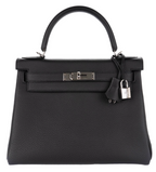 Hermès Kelly 28 Togo Noir Palladium Hardware