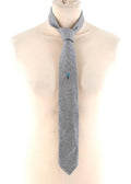 G. Inglese Grey Floral Detail Wool Tie
