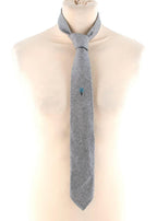 G. Inglese Grey Floral Detail Wool Tie