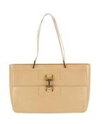 Vintage Jackie Beige Patent Leather Shoulder Bag