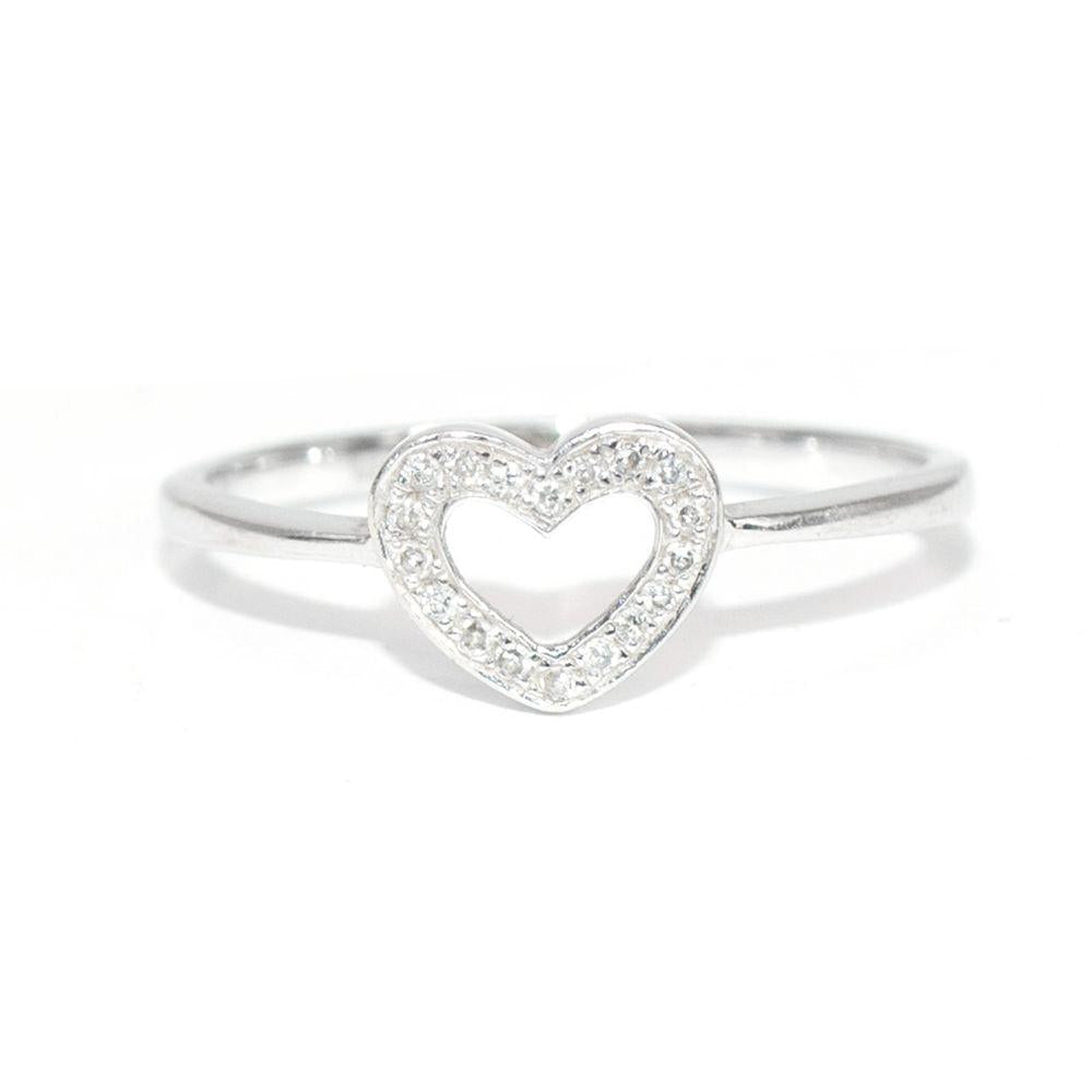 Bespoke White Gold/Diamond Heart Ring Size 47