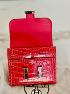 Hermes Geranium Shiny Alligator Constance Wallet