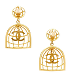 Chanel Vintage Gold Metal Birdcage Earrings