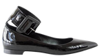 Saint Laurent Black Patent Leather Buckle Strap Ballet Flats