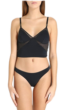 Stella McCartney Black Mesh Bralette and Brief Set