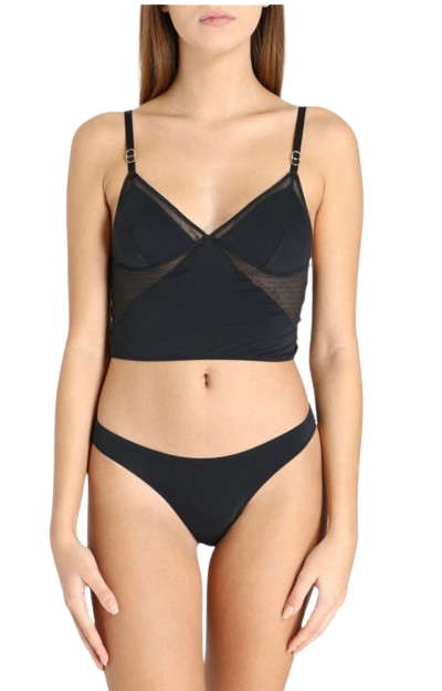 Stella McCartney Black Mesh Bralette and Brief Set
