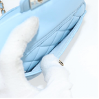 Chanel Pale Blue Quilted Leather Heart Crossbody Bag