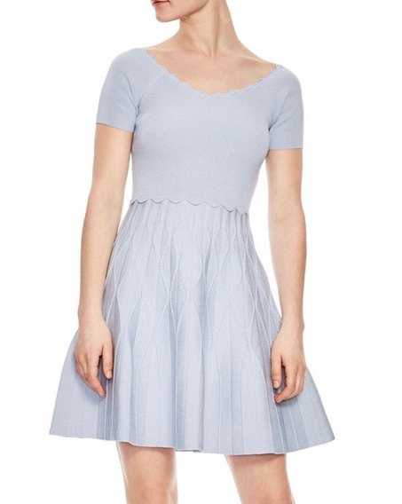 Sandro Blue Fit & Flare Knit Dress