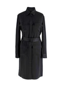 The Row Belted Black Satin Shirt Dress
