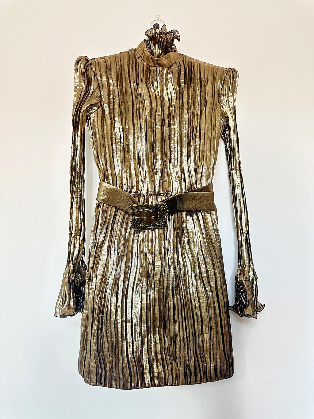 Andrew GN Gold Metallic Mini Dress