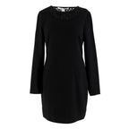 Diane von Furstenberg Black Fringed Embellished Lace Back Dress