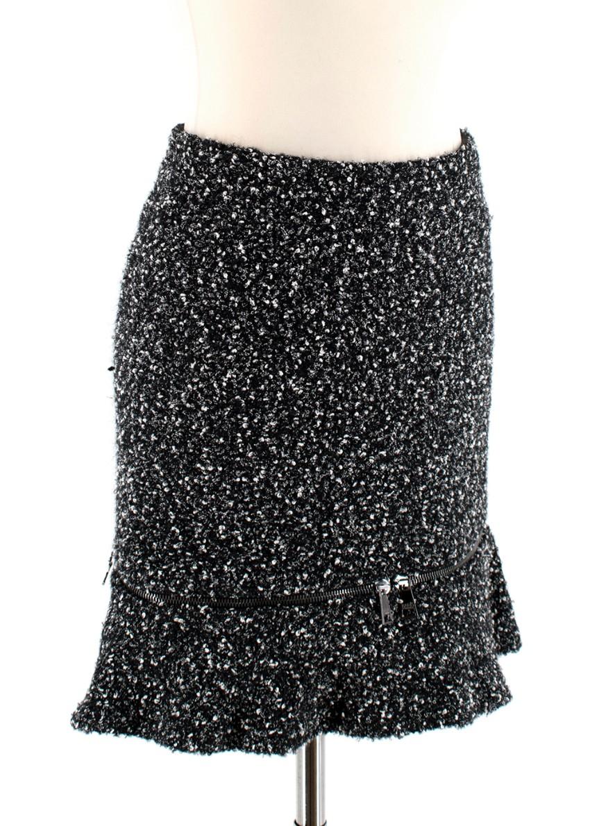 Karl Lagerfeld Boucle Tweed Effect Zip Hem Skirt