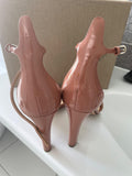 Dusty pink vernice leather heeled sandals
