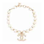 Chanel CC Logo Faux Pearl Bracelet