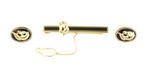 Bespoke Yellow Gold Enamel/Diamond Tie Slide & Cufflinks