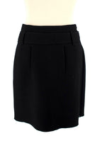 Prada Black Raw Edge Belted Mini Skirt
