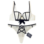 Chantal Thomass Couture Leavers Lace & Velvet Pad Corset Bra & Thong