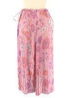 Balenciaga Pink Floral Pleated Skirt with Drawstring Waist Detail