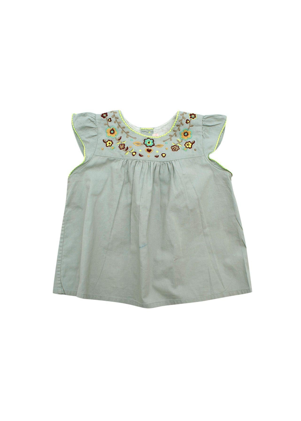 Sea Blue Embroidered Kids 18M Top