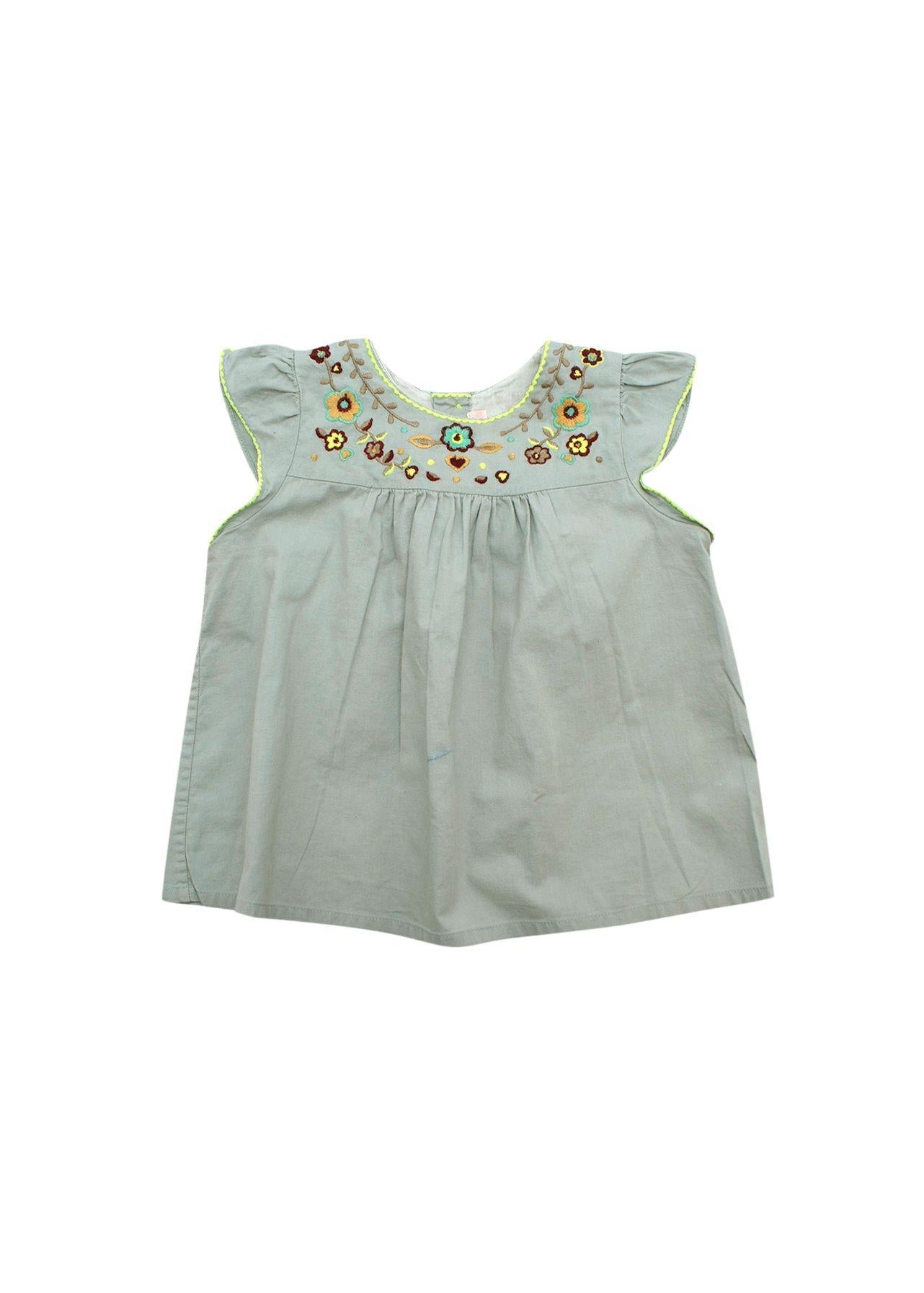 Sea Blue Embroidered Kids 18M Top