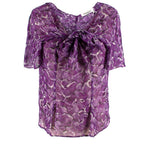 YSL Purple Floral-print Silk Blouse