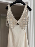 Crystal Bralette Cream Satin Maxi Dress