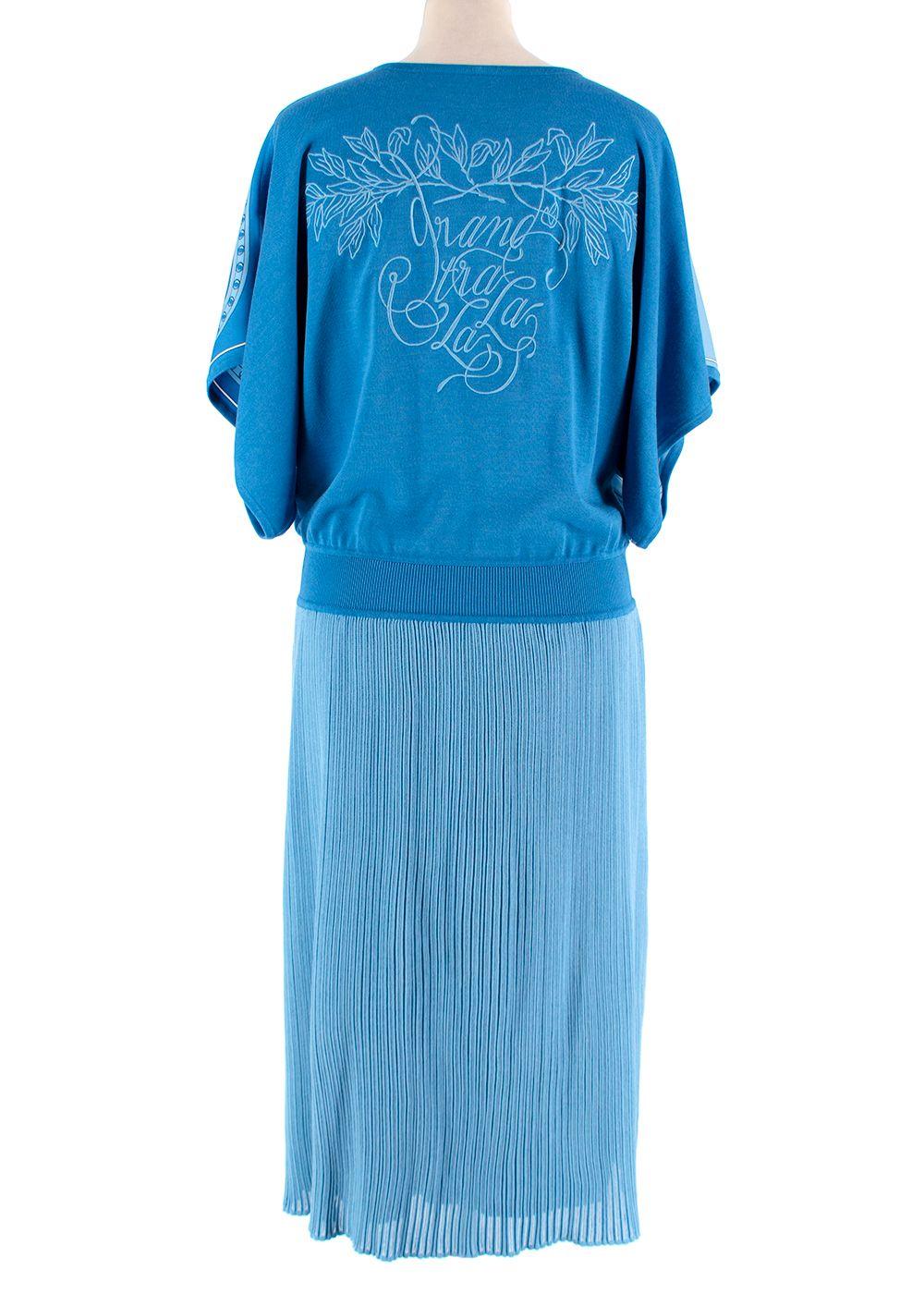 Hermes Royal Blue Slouched Sleeve Woven Dress