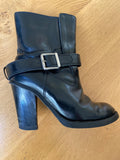 Back Leather Heeled Boots