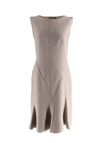 Alberta Ferretti Taupe Wool Midi Dress