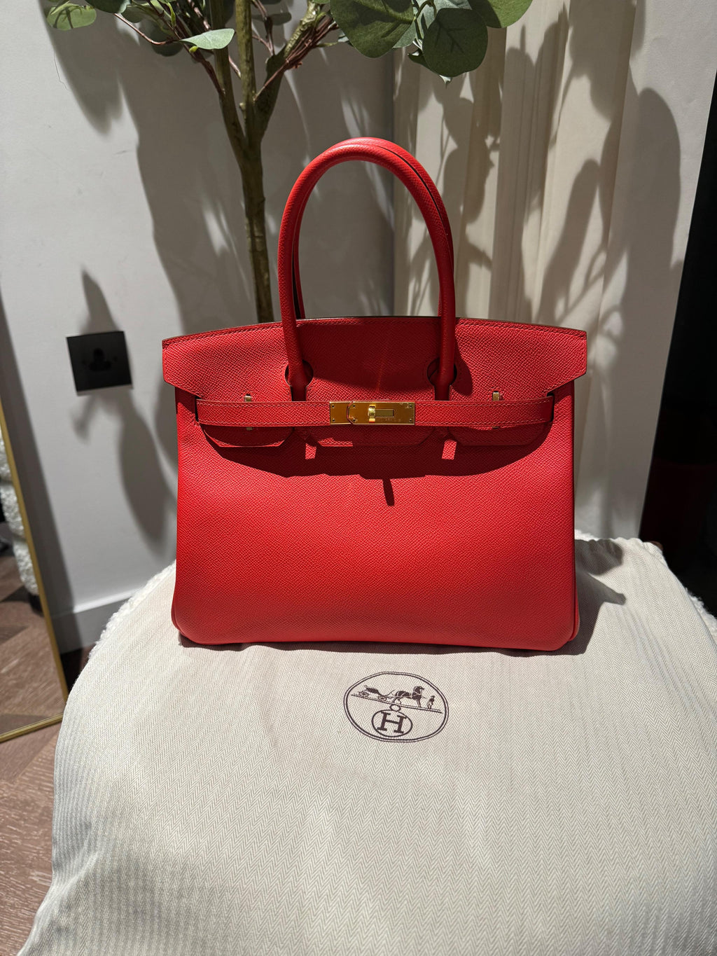 Hermes Birkin 30 Retourne in Rouge Tomate Epsom Leather with Gold Hardware
